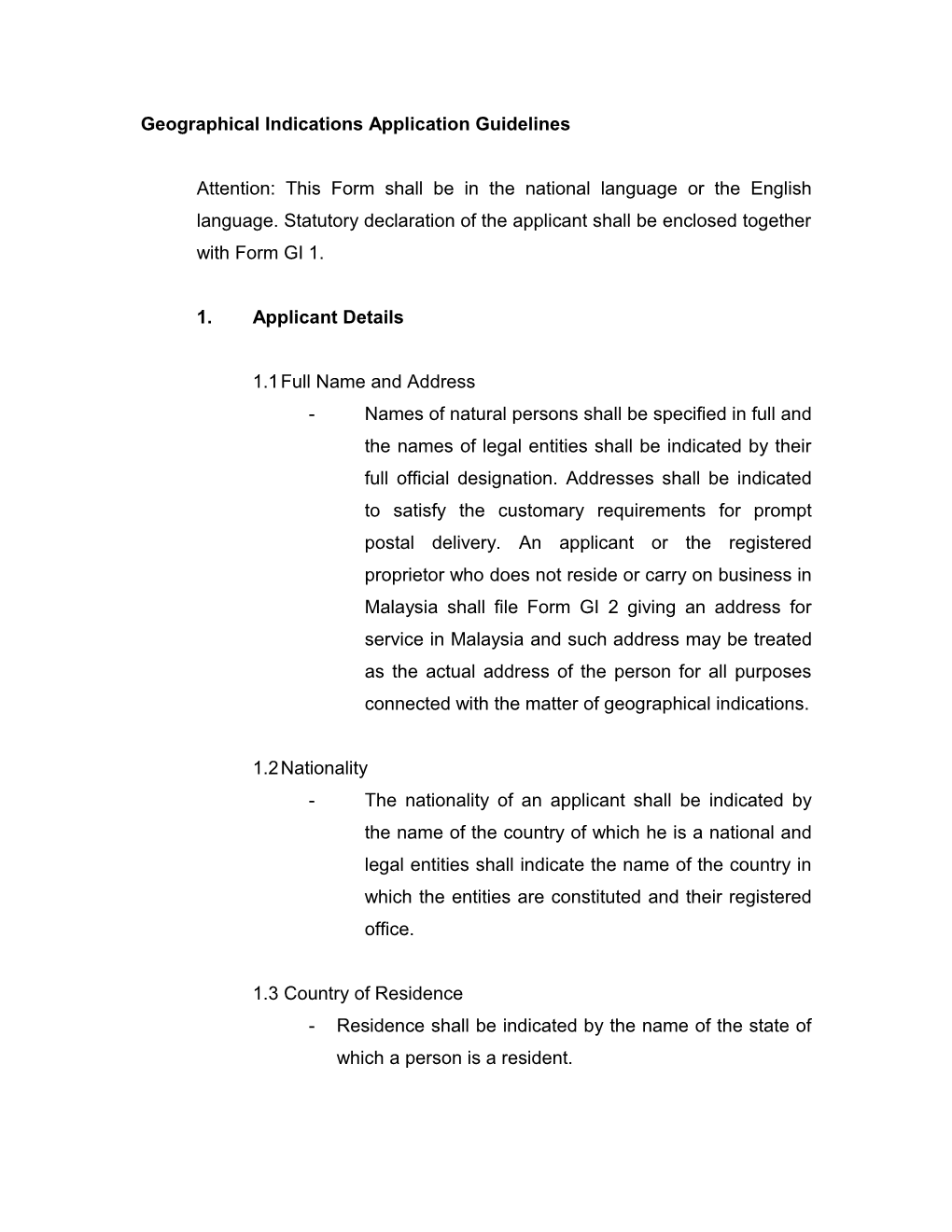 Geographical Indications Application Guidelines