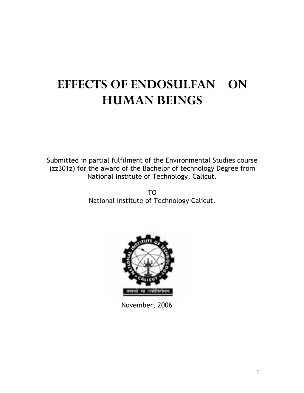 Effects of Endosulfan on Human Beings