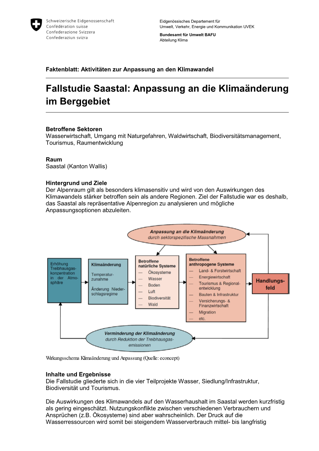 Fallstudie Saastal: Anpassung an Die Klimaänderung Im Berggebiet