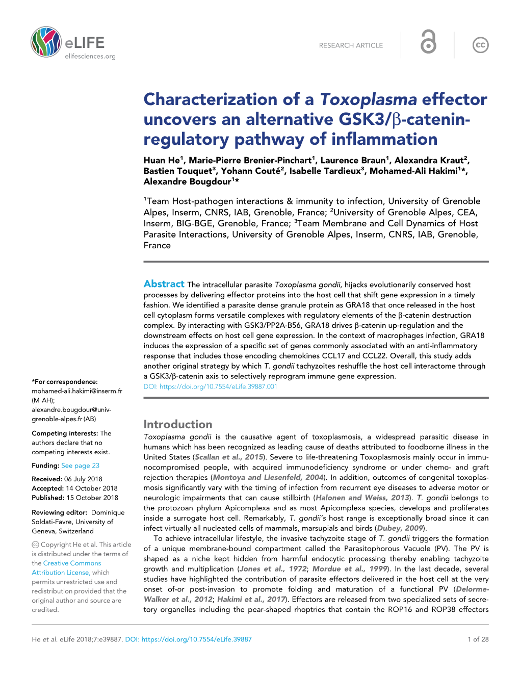 Characterization of a Toxoplasma Effector Uncovers An