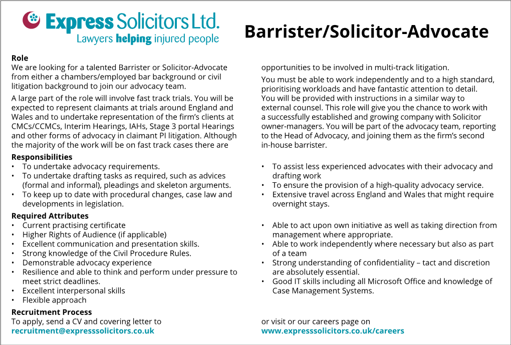 Barrister/Solicitor-Advocate