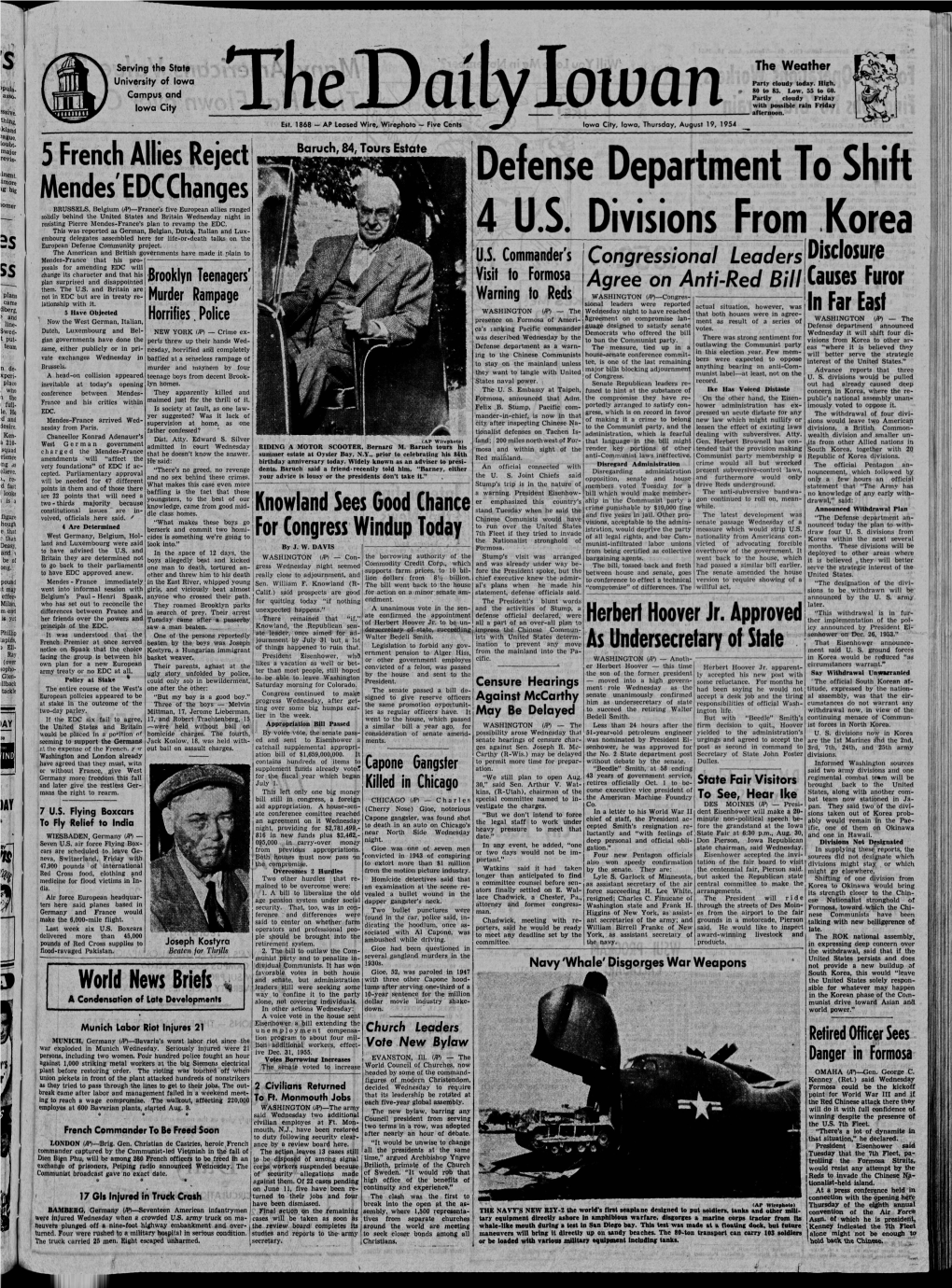 Daily Iowan (Iowa City, Iowa), 1954-08-19