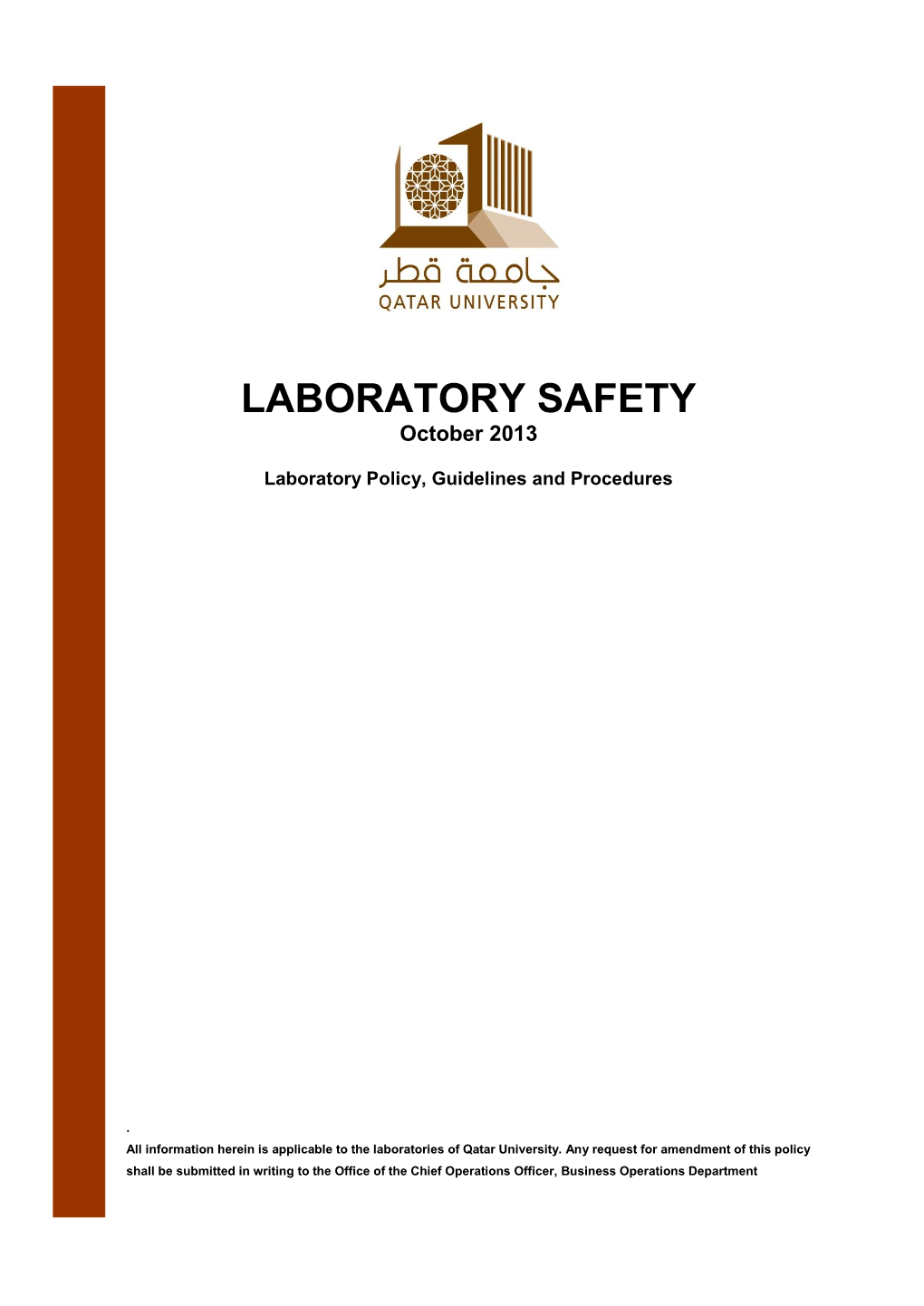 LABORATORY SAFETY October 2013