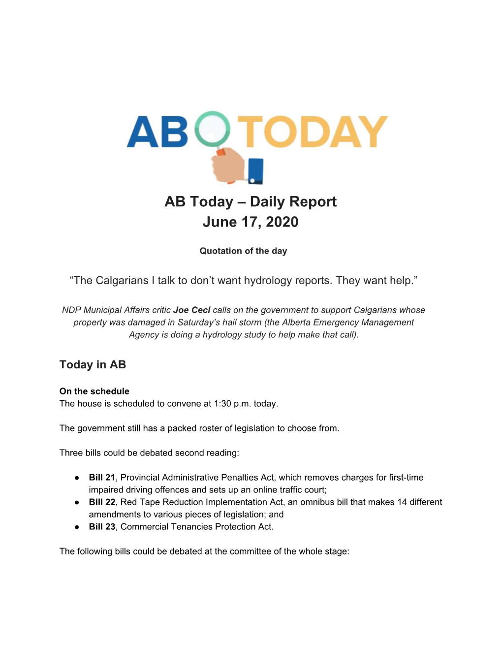 AB Today – Daily Report June 17, 2020