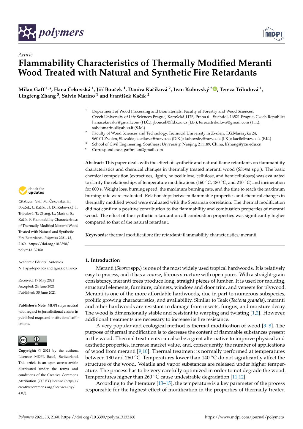 Flammability Characteristics of Thermally Modified Meranti Wood