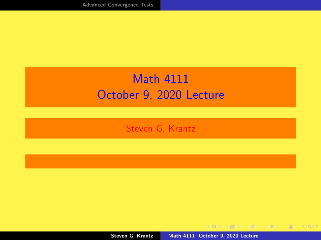 Math 4111 October 9, 2020 Lecture