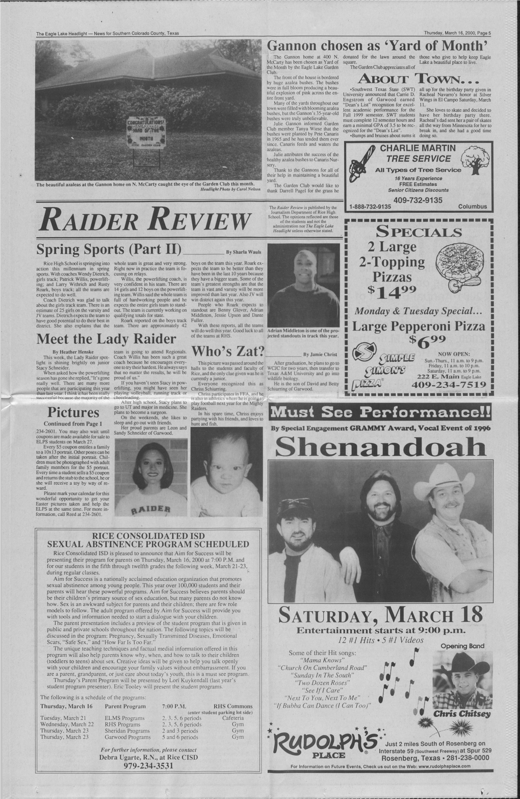 Raider Review Is Published by the 1-888-732-9135 Columbus Journalism Department of Rice High School