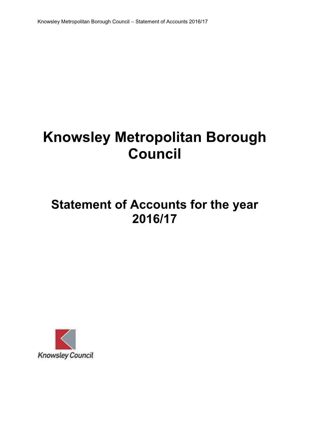 Knowsley Metropolitan Borough Council – Statement of Accounts 2016/17