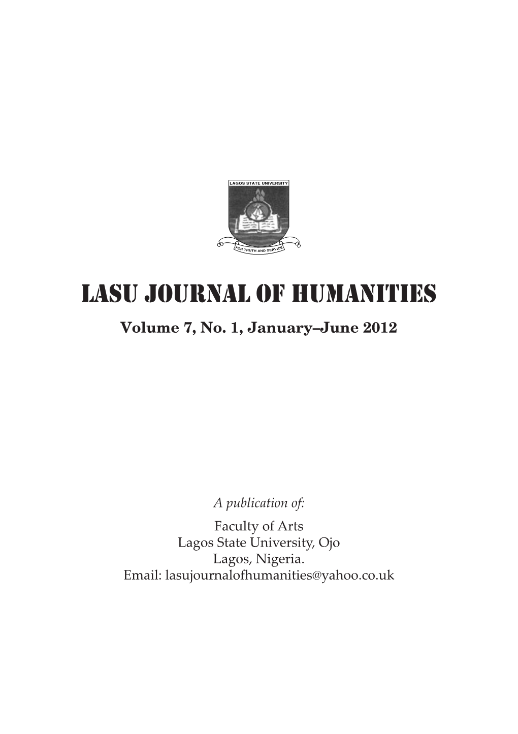 LASU Journal of Humanities A5.Indd