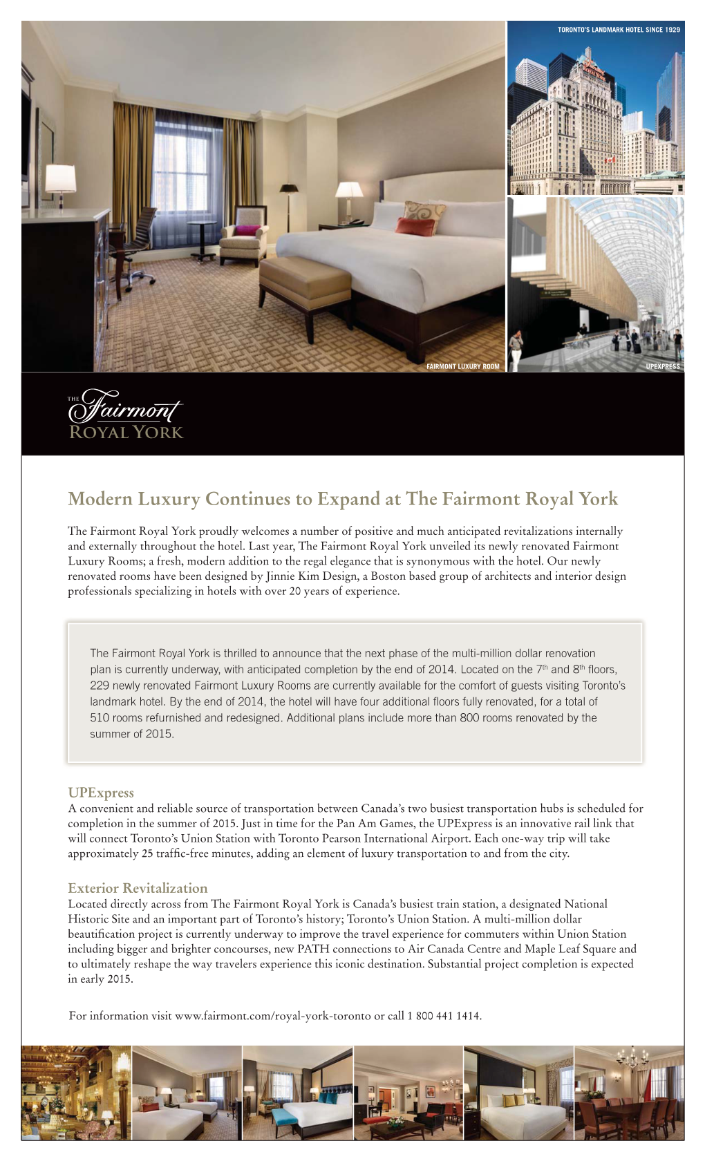 Modern Luxury Continues to Expand at the Fairmont Royal York