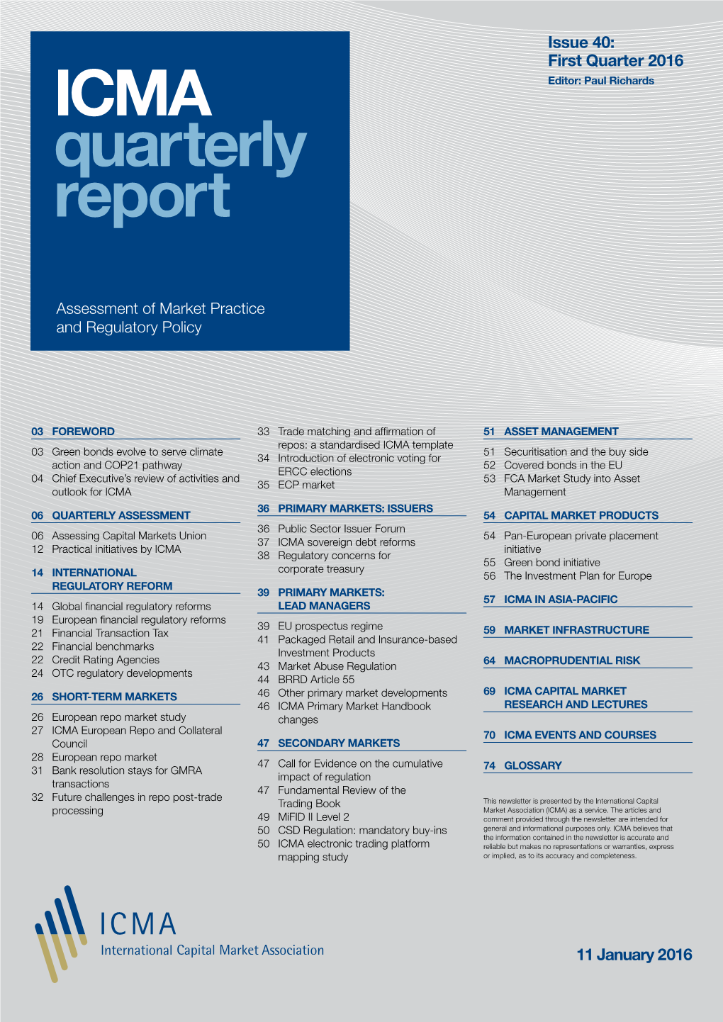 ICMA Quarterly Report