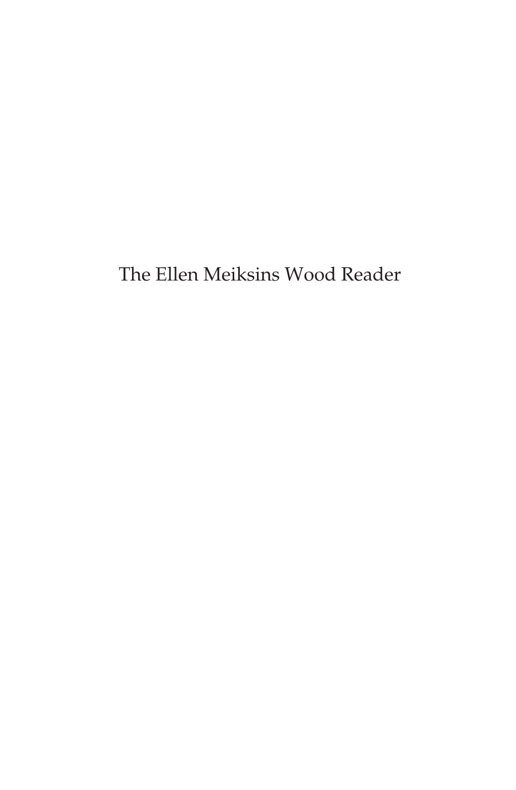 The Ellen Meiksins Wood Reader 2012