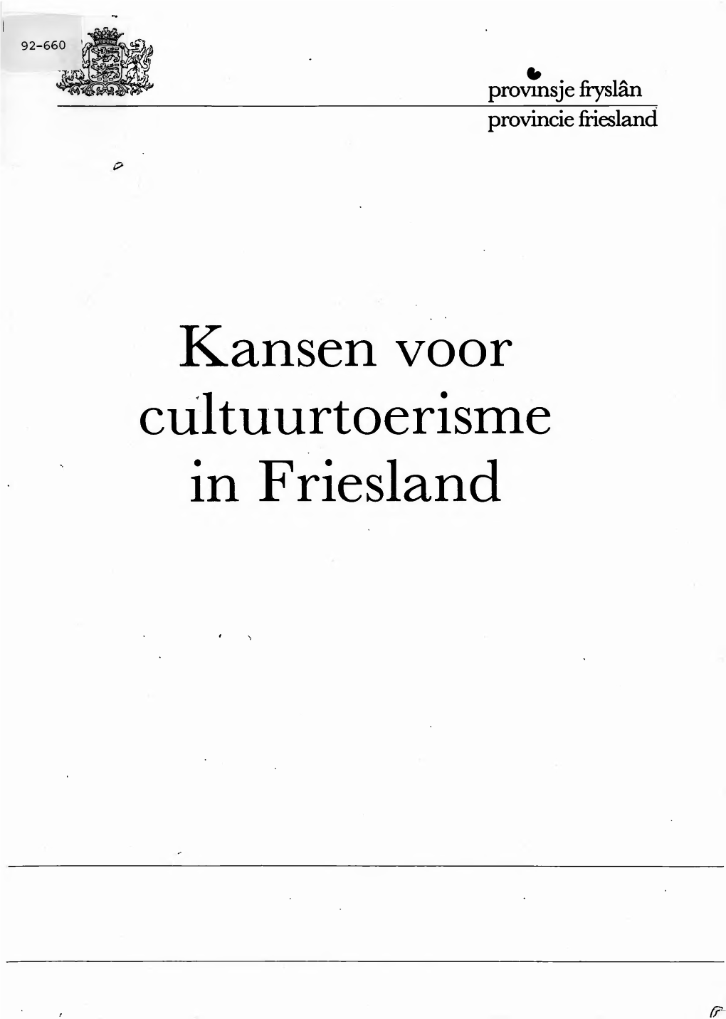 Kansen Voor Cultuurtoerisme in Friesland