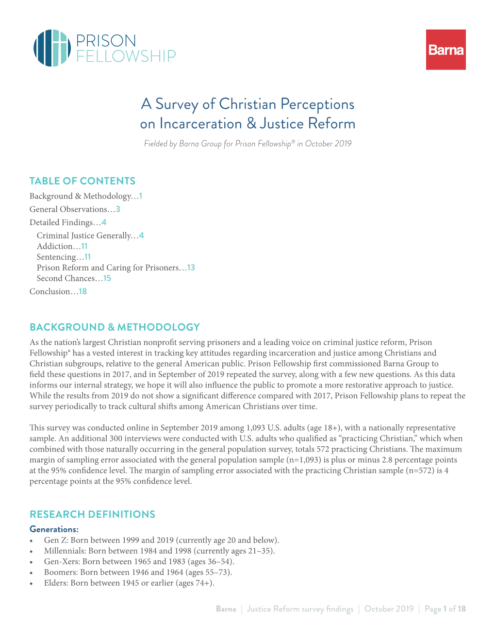 A Survey of Christian Perceptions on Incarceration & Justice Reform