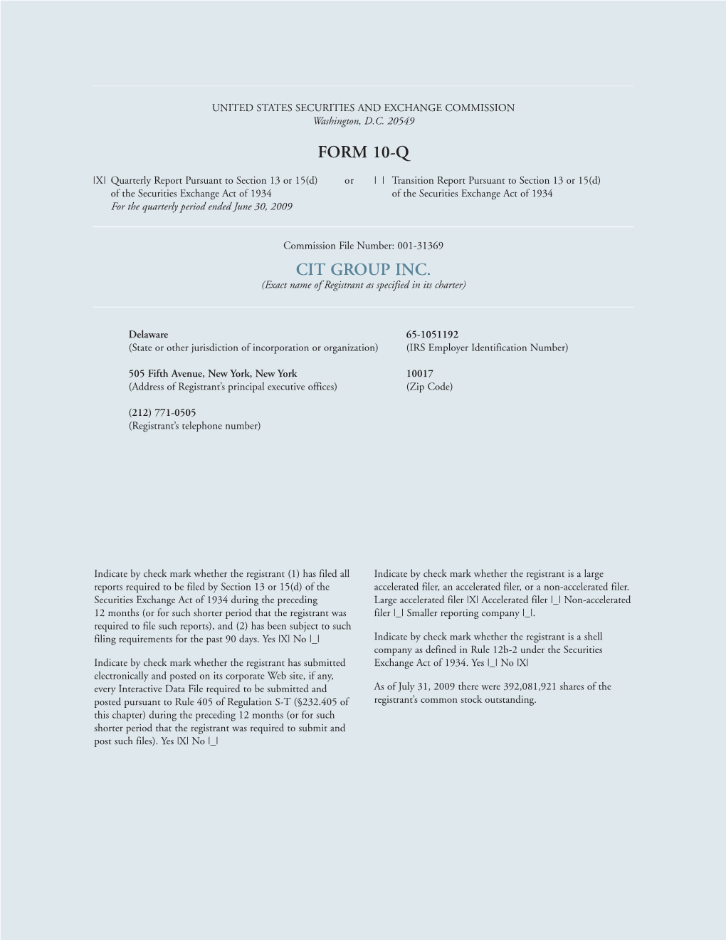 Form 10-Q Cit Group Inc