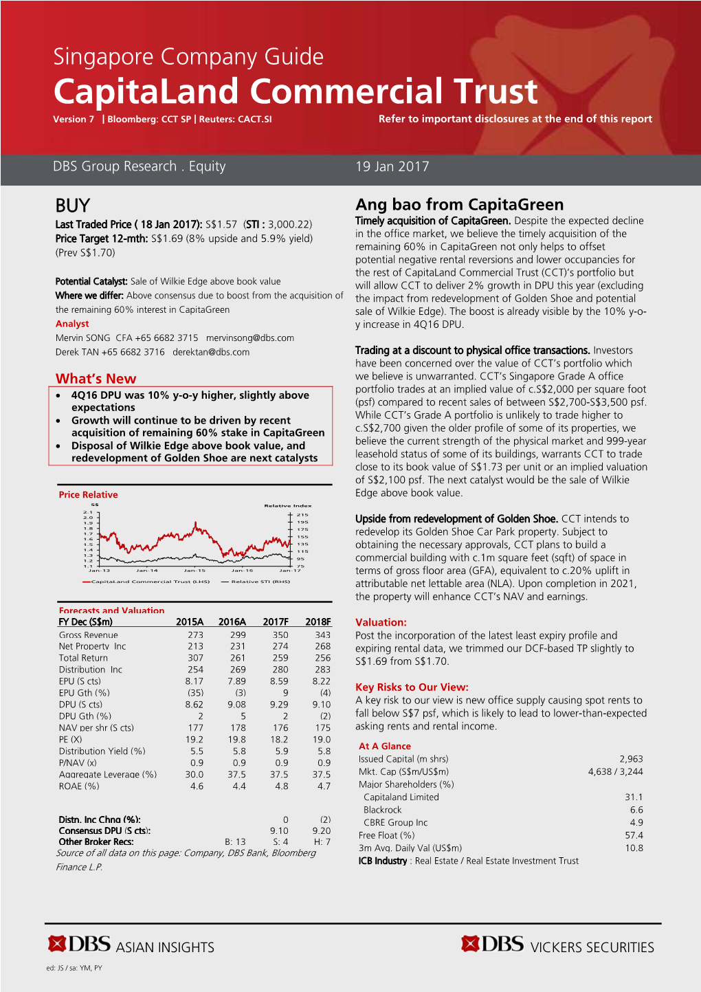 Capitaland Commercial Trust Version 7 | Bloomberg: CCT SP | Reuters: CACT.SI Refer to Important Disclosures at the End of This Report