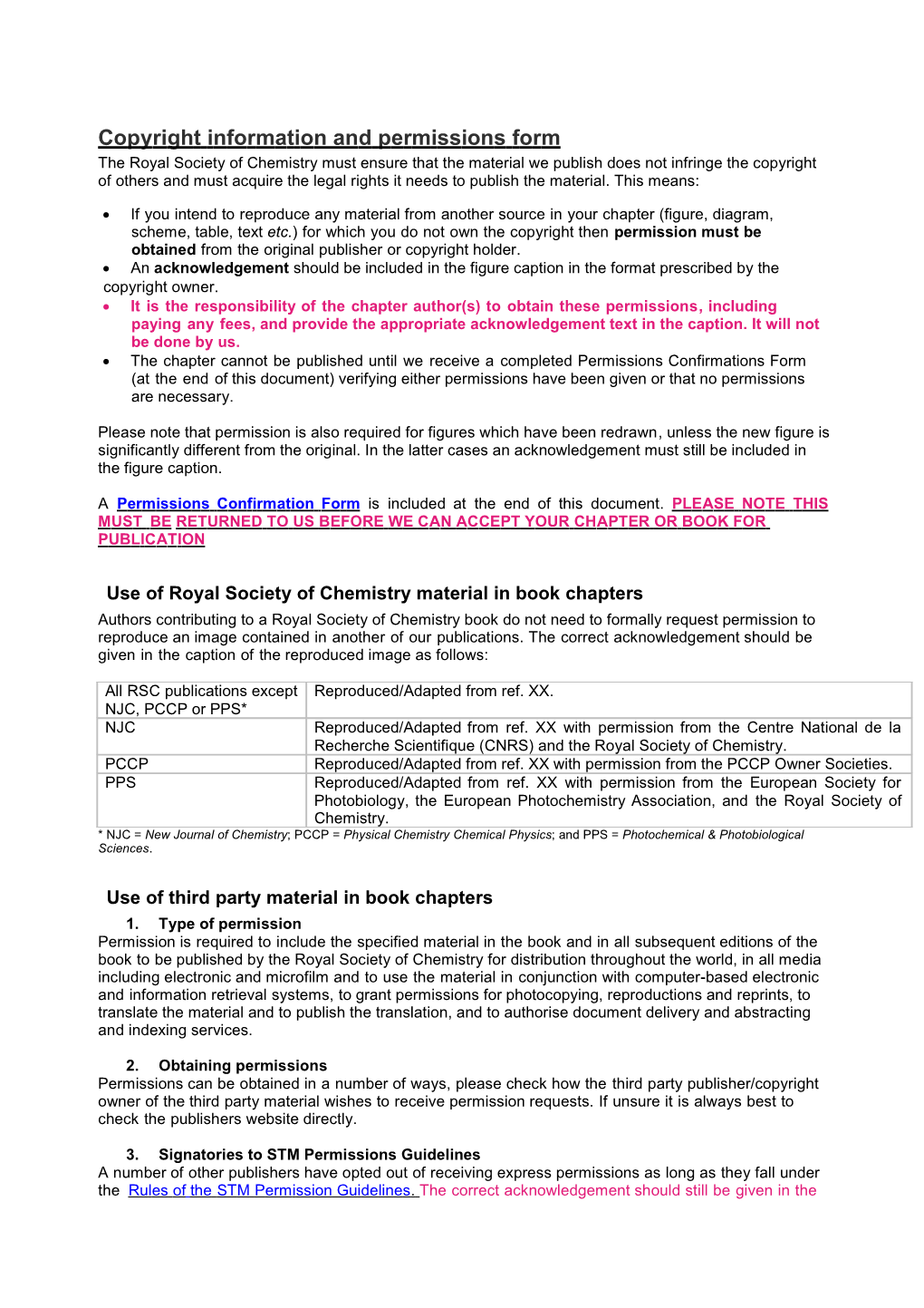 Copyright Information and Permissions Form