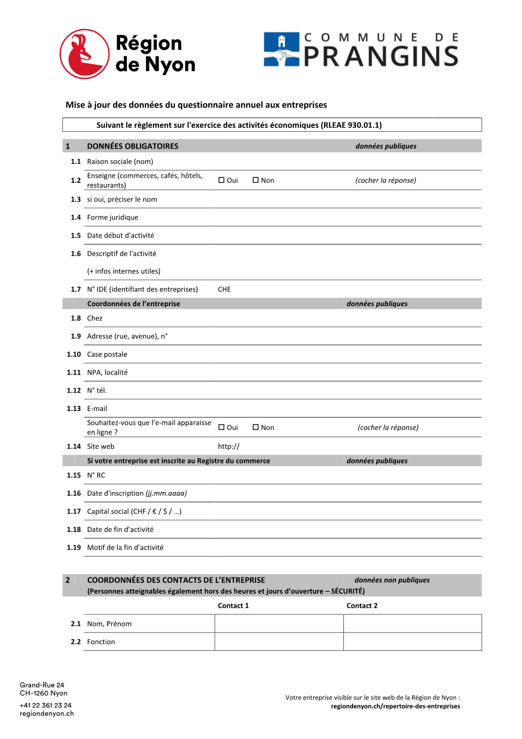 Mise À Jour Des Données Du Questionnaire Annuel Aux Entreprises