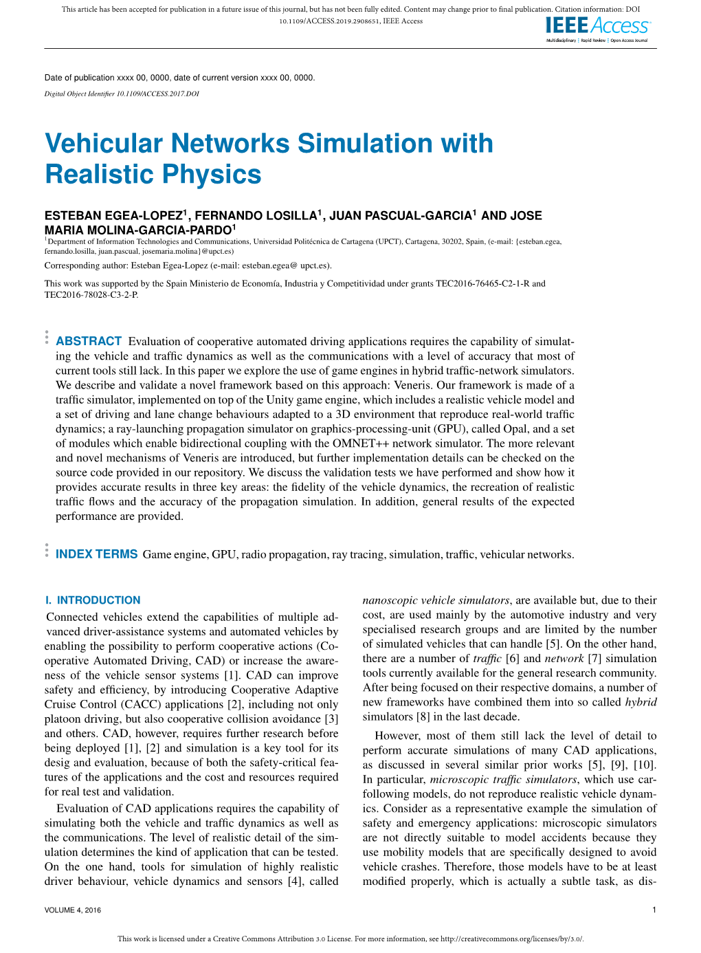 Here Are a Number of Trafﬁc [6] and Network [7] Simulation Ness of the Vehicle Sensor Systems [1]