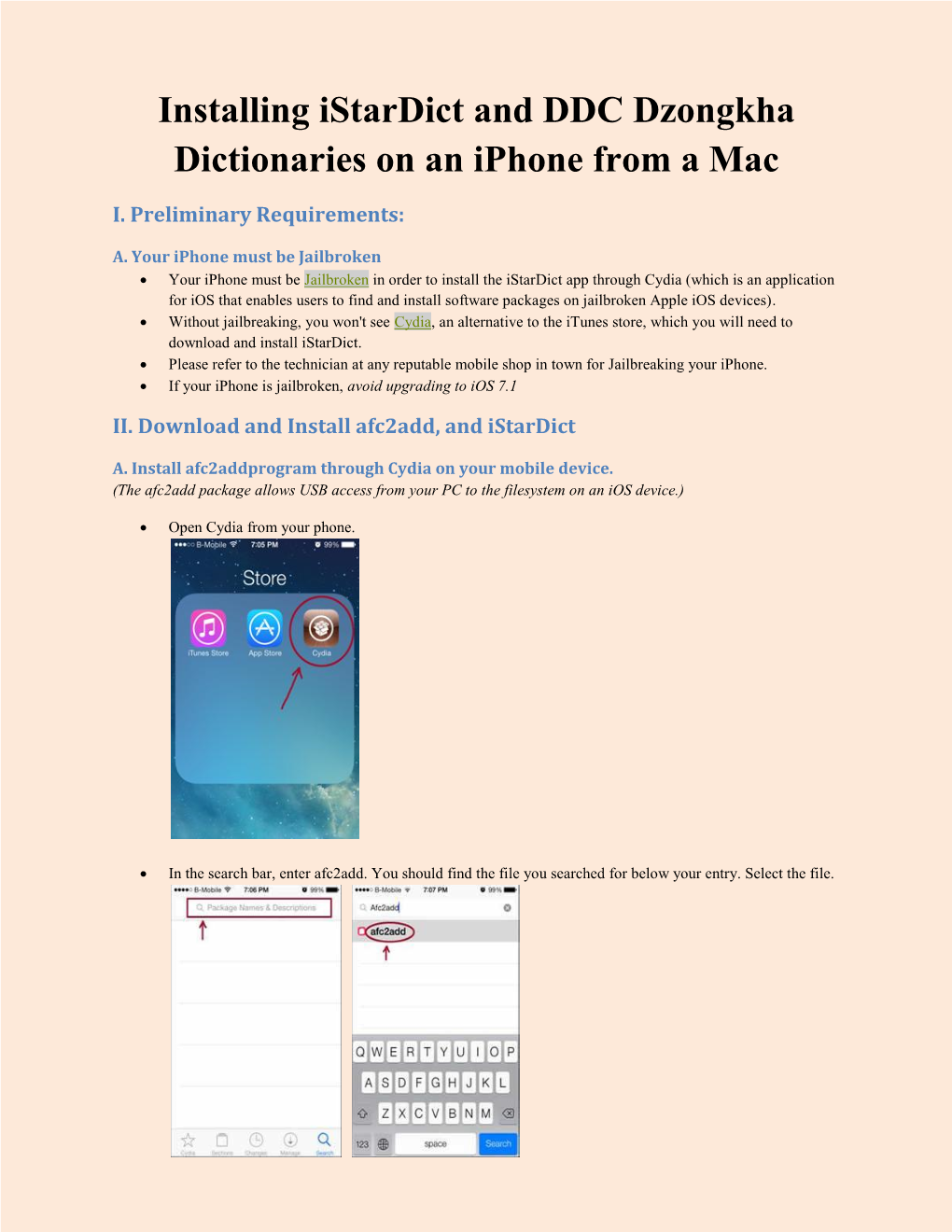 Installing Istardict and DDC Dzongkha Dictionaries on an Iphone from a Mac