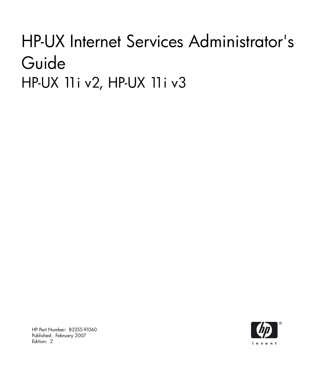 HP-UX Internet Services Administrator's Guide HP-UX 11I V2, HP-UX 11I V3