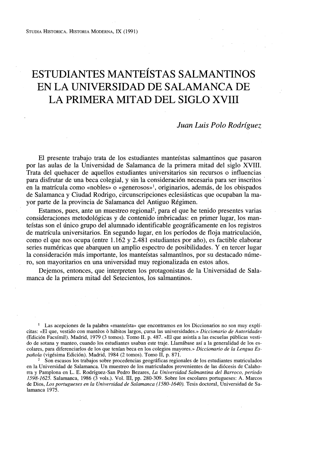 Estudiantes Manteístas Salmantinos En La Universidad De Salamanca De