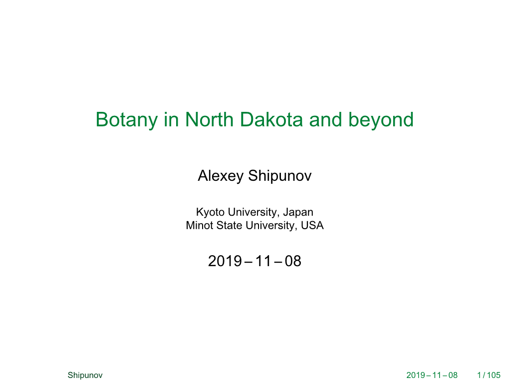 Botany in North Dakota and Beyond