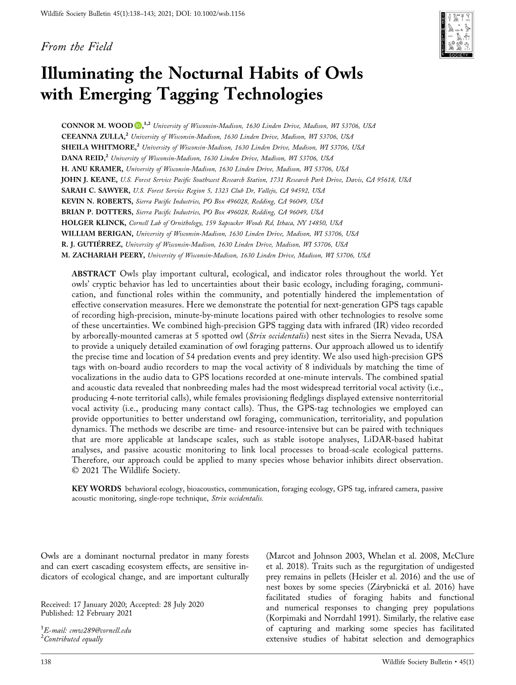 Illuminating the Nocturnal Habits of Owls with Emerging Tagging Technologies