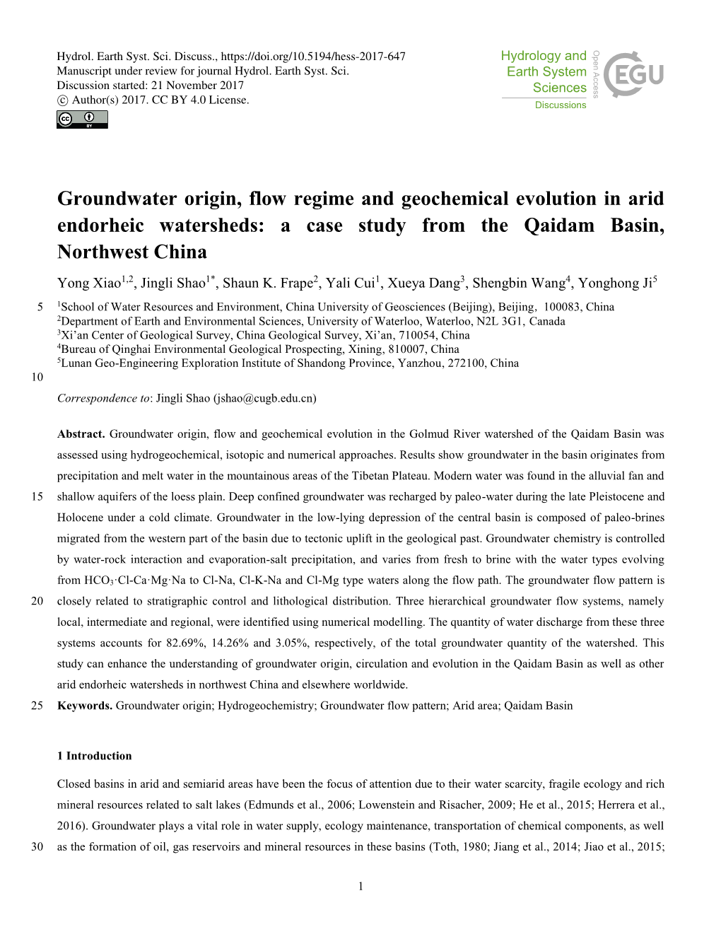 Groundwater Origin, Flow Regime and Geochemical Evolution in Arid