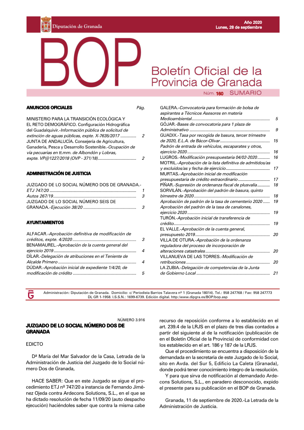 BOP 160, Lunes 28 Septiembre.20.Qxd