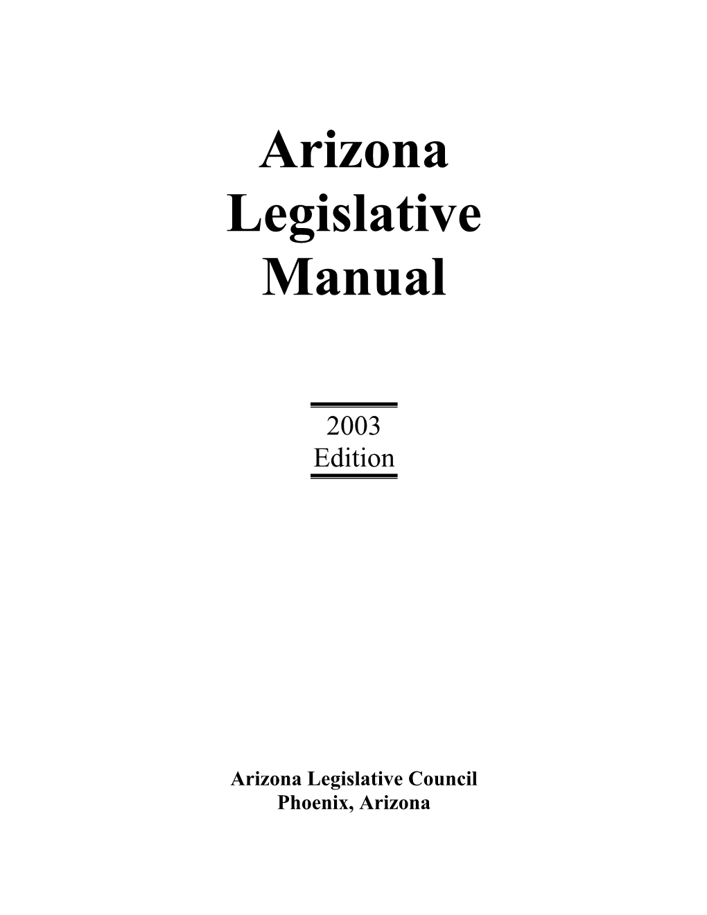 Arizona Legislative Manual