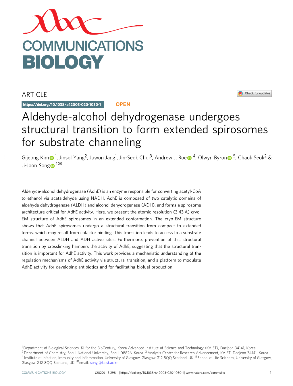 Aldehyde-Alcohol Dehydrogenase Undergoes Structural Transition to Form Extended Spirosomes for Substrate Channeling