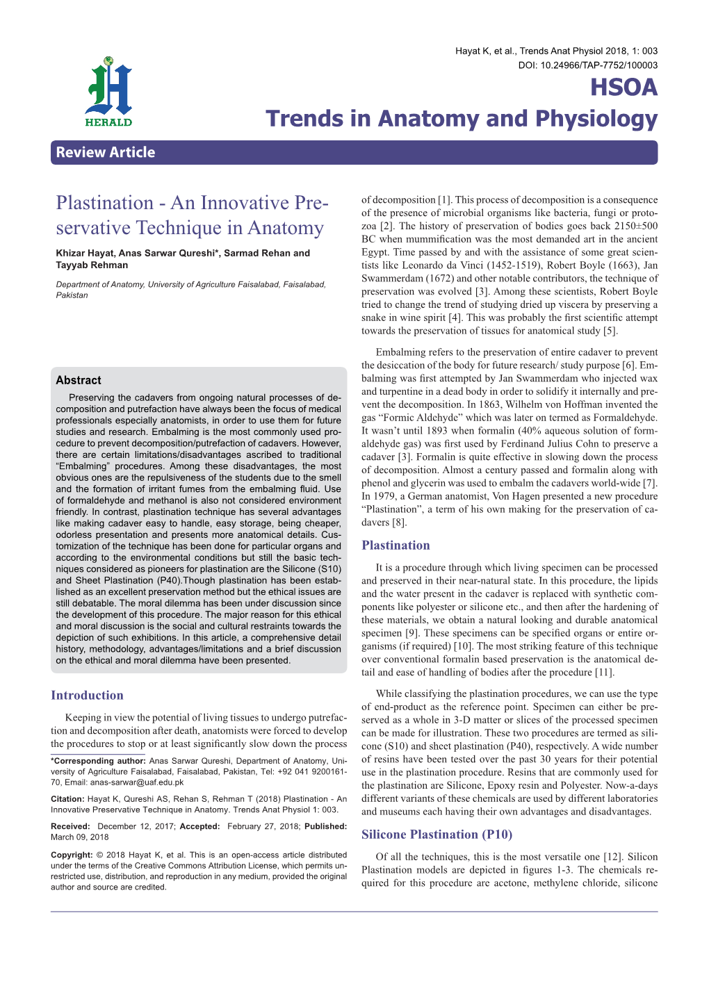 Plastination - an Innovative Pre- of the Presence of Microbial Organisms Like Bacteria, Fungi Or Proto- Zoa [2]