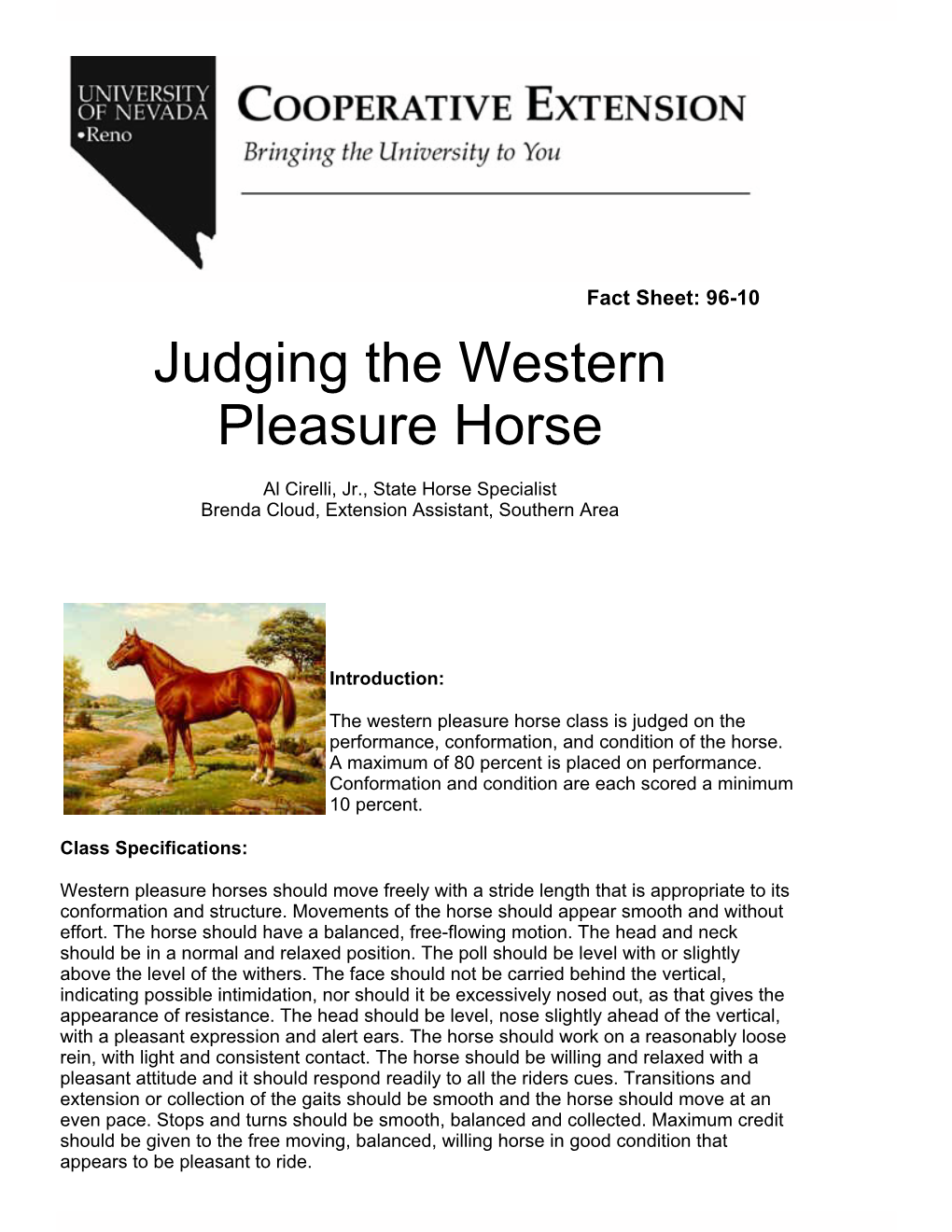 Judging the Western Pleasure Horse