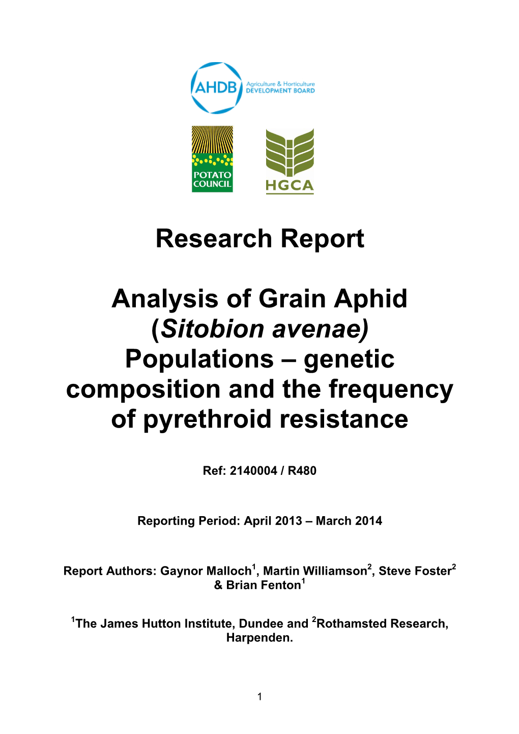 Research Report Analysis of Grain Aphid (Sitobion Avenae)