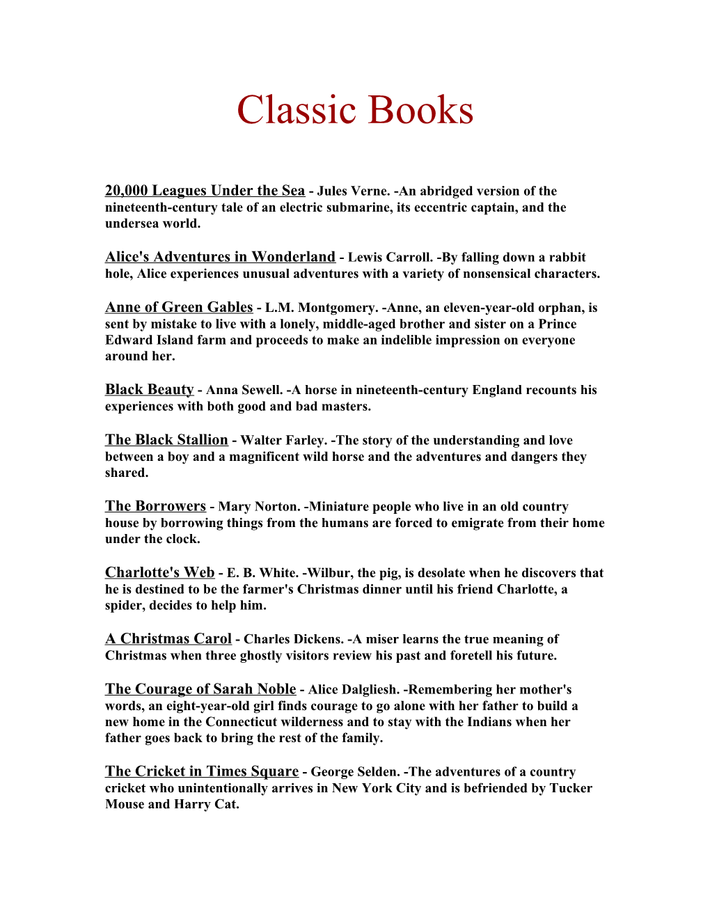 Classic Books