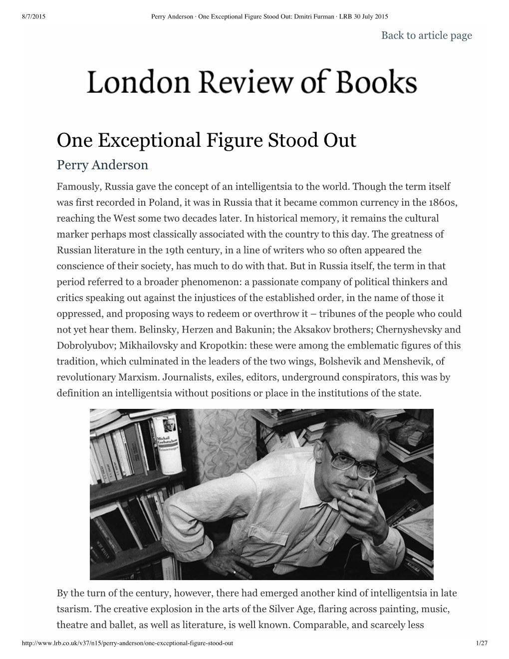 Perry Anderson · One Exc...Rman · LRB 30 July 2015