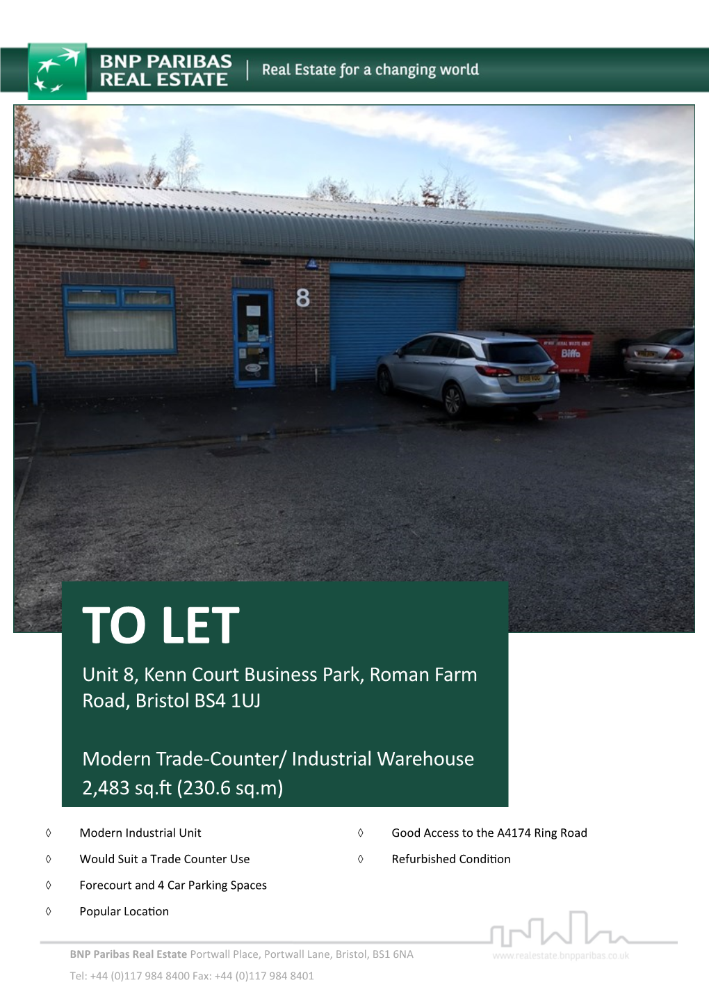 TO LET Unit 8, Kenn Court Business Park, Roman Farm Road, Bristol BS4 1UJ