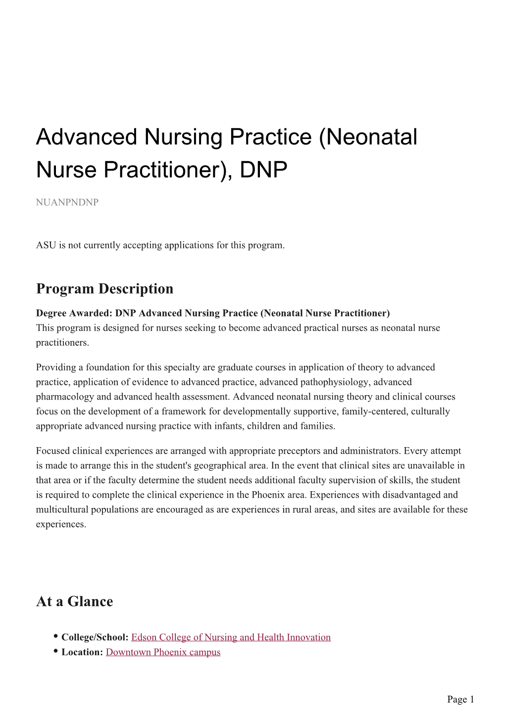 Advanced Nursing Practice (Neonatal Nurse Practitioner), DNP