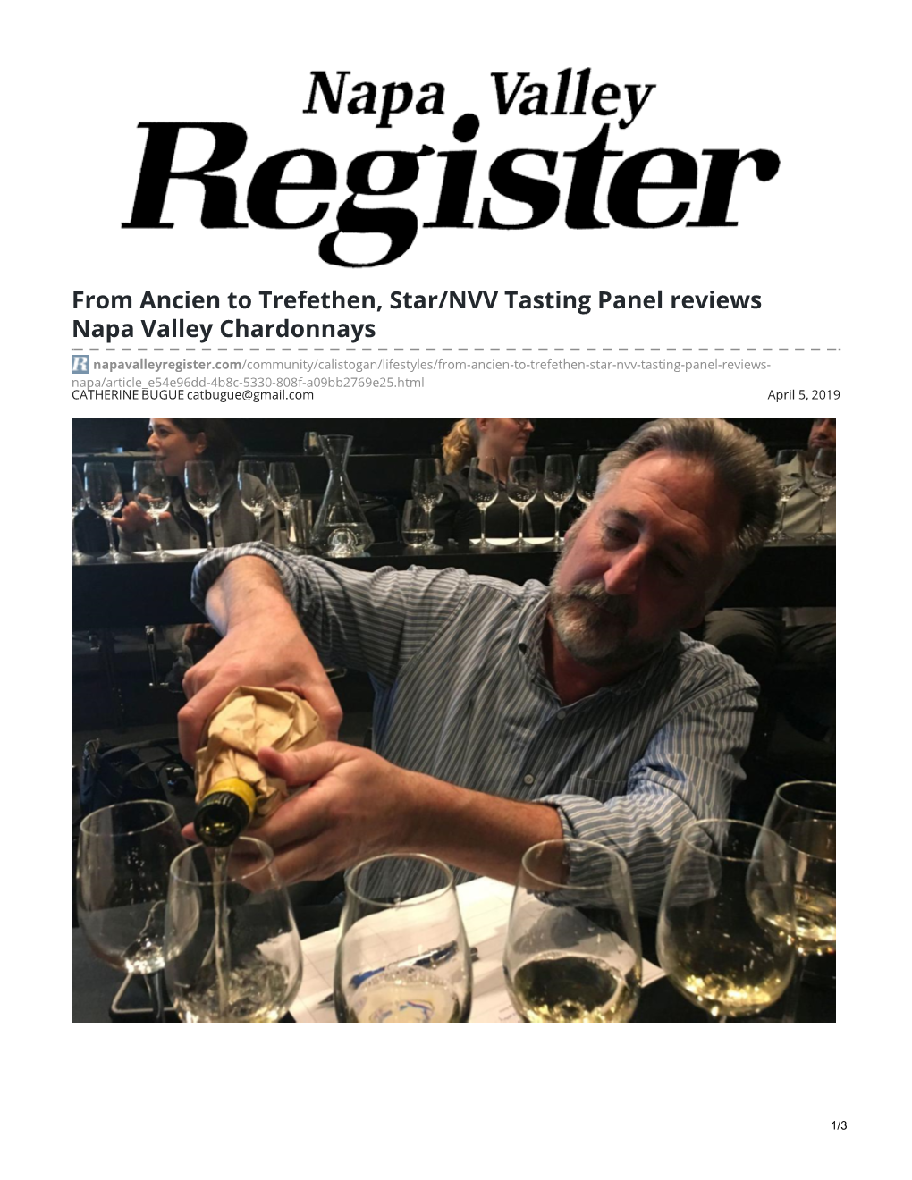From Ancien to Trefethen, Star/NVV Tasting Panel Reviews Napa Valley Chardonnays