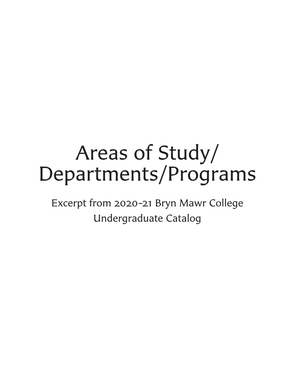 Areas of Study/Departments/Programs (PDF)