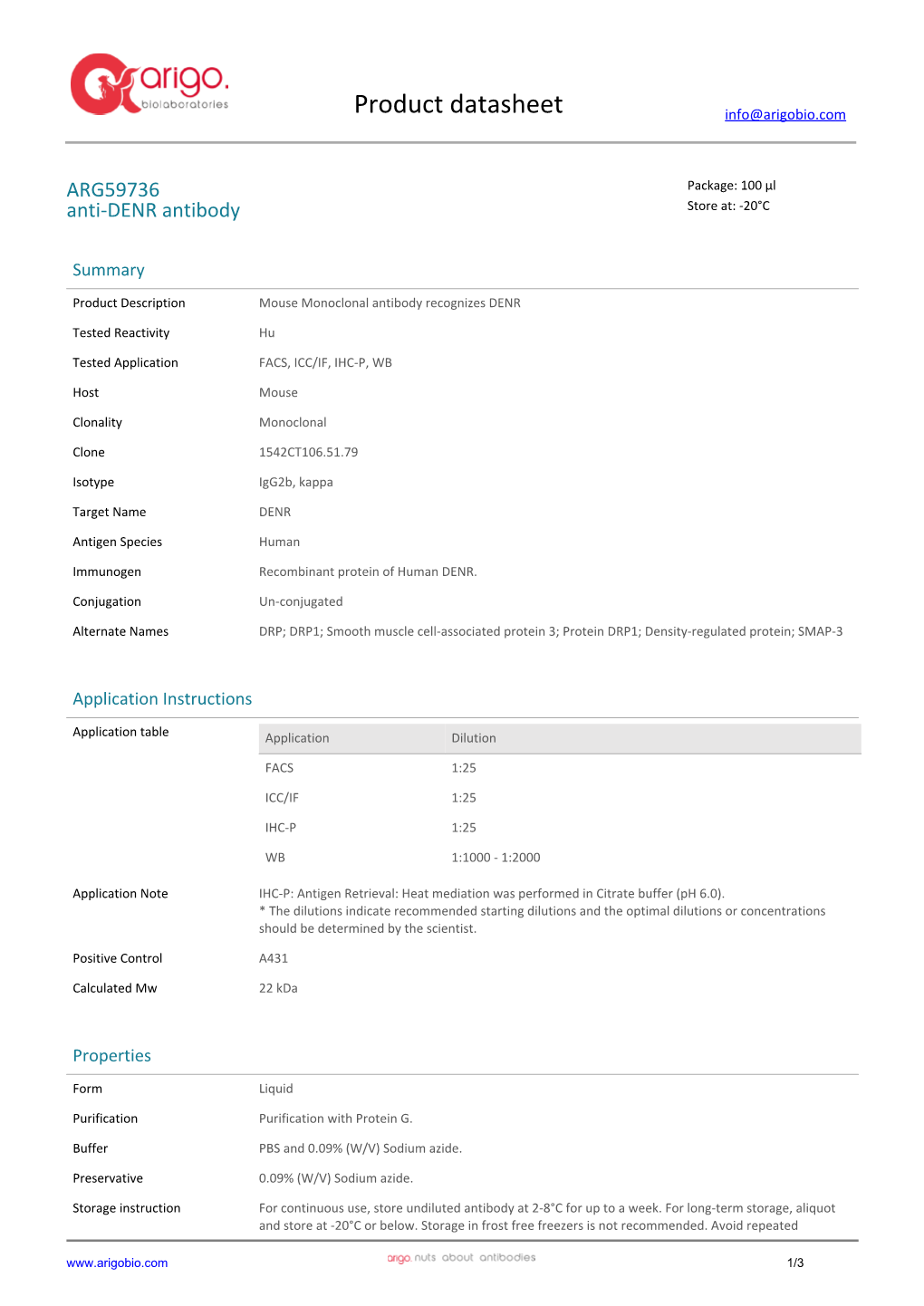 Anti-DENR Antibody (ARG59736)