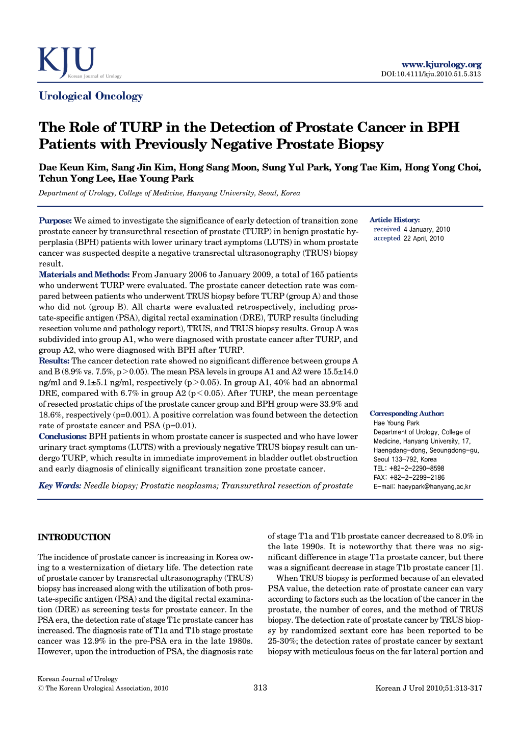 The Role of TURP in the Detection of Prostate Cancer in BPH Patients with Previously Negative Prostate Biopsy