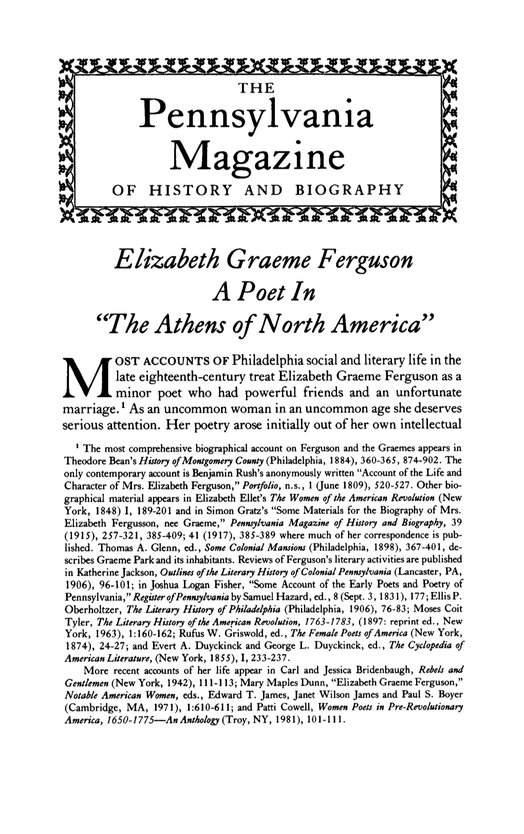 Pennsylvania Magazine of HISTORY and BIOGRAPHY