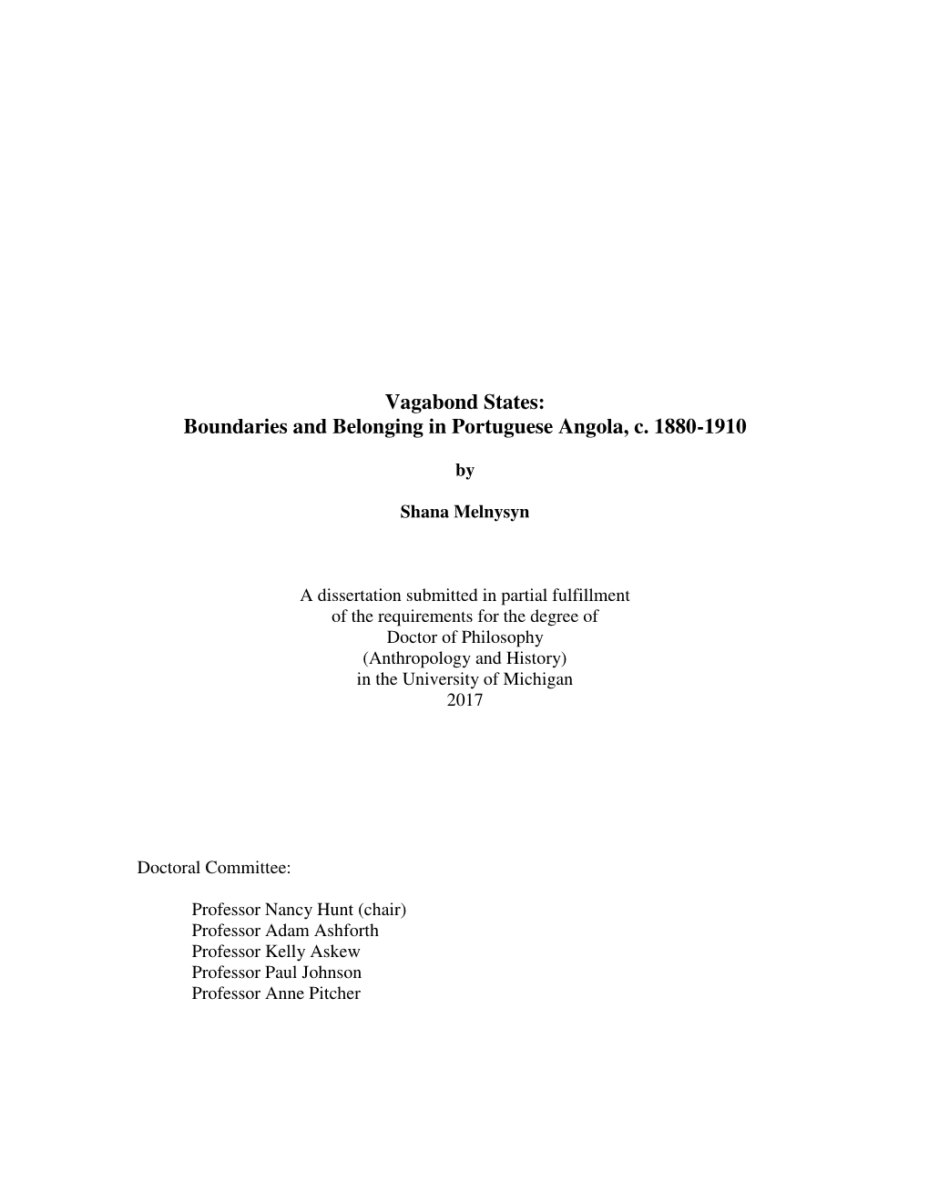 Boundaries and Belonging in Portuguese Angola, C. 1880-1910