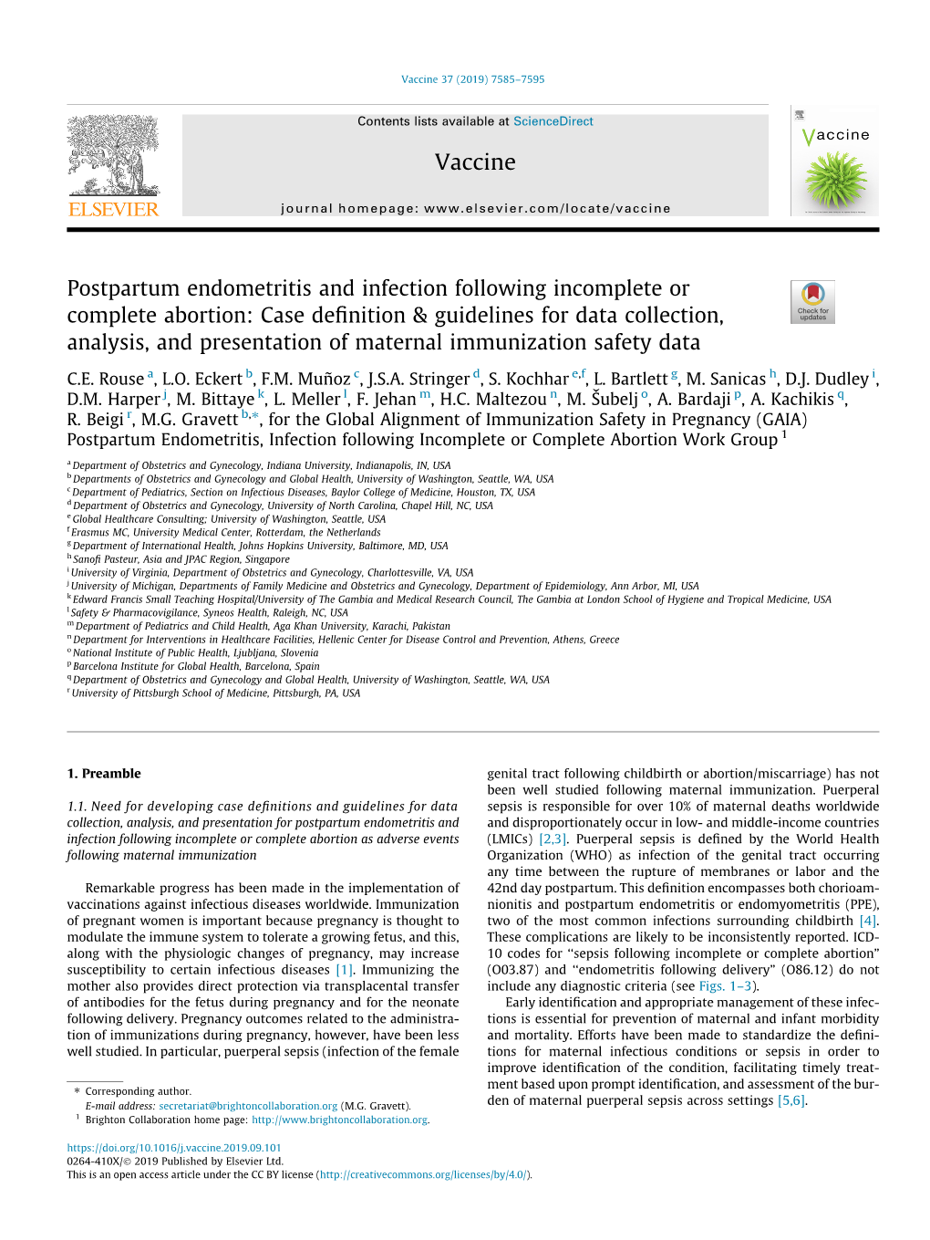 Postpartum Endometritis and Infection Following Incomplete Or Complete Abortion