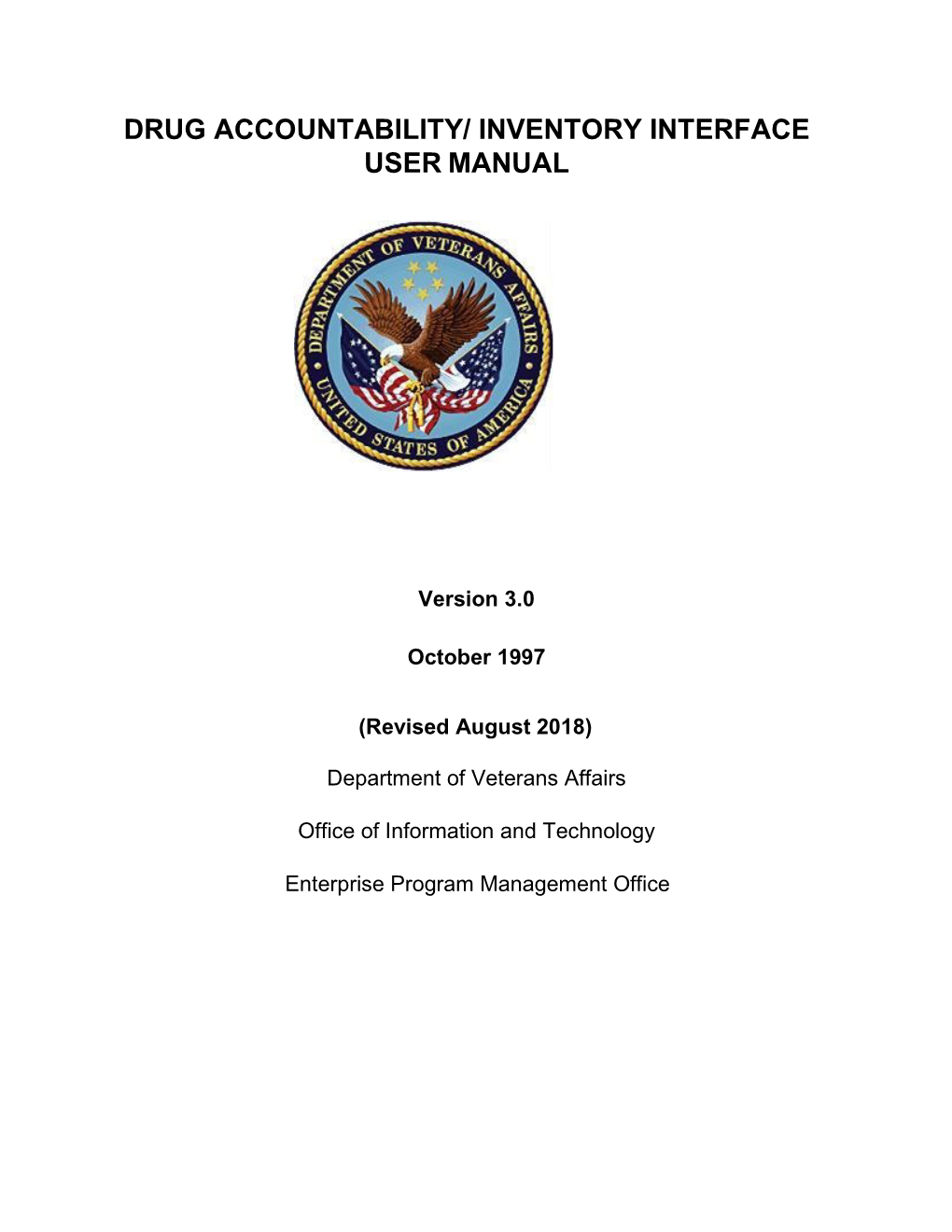 Drug Accountability/ Inventory Interface User Manual