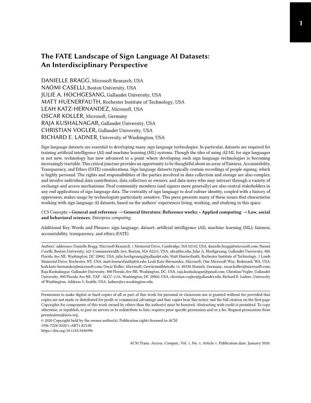 1 the FATE Landscape of Sign Language AI Datasets