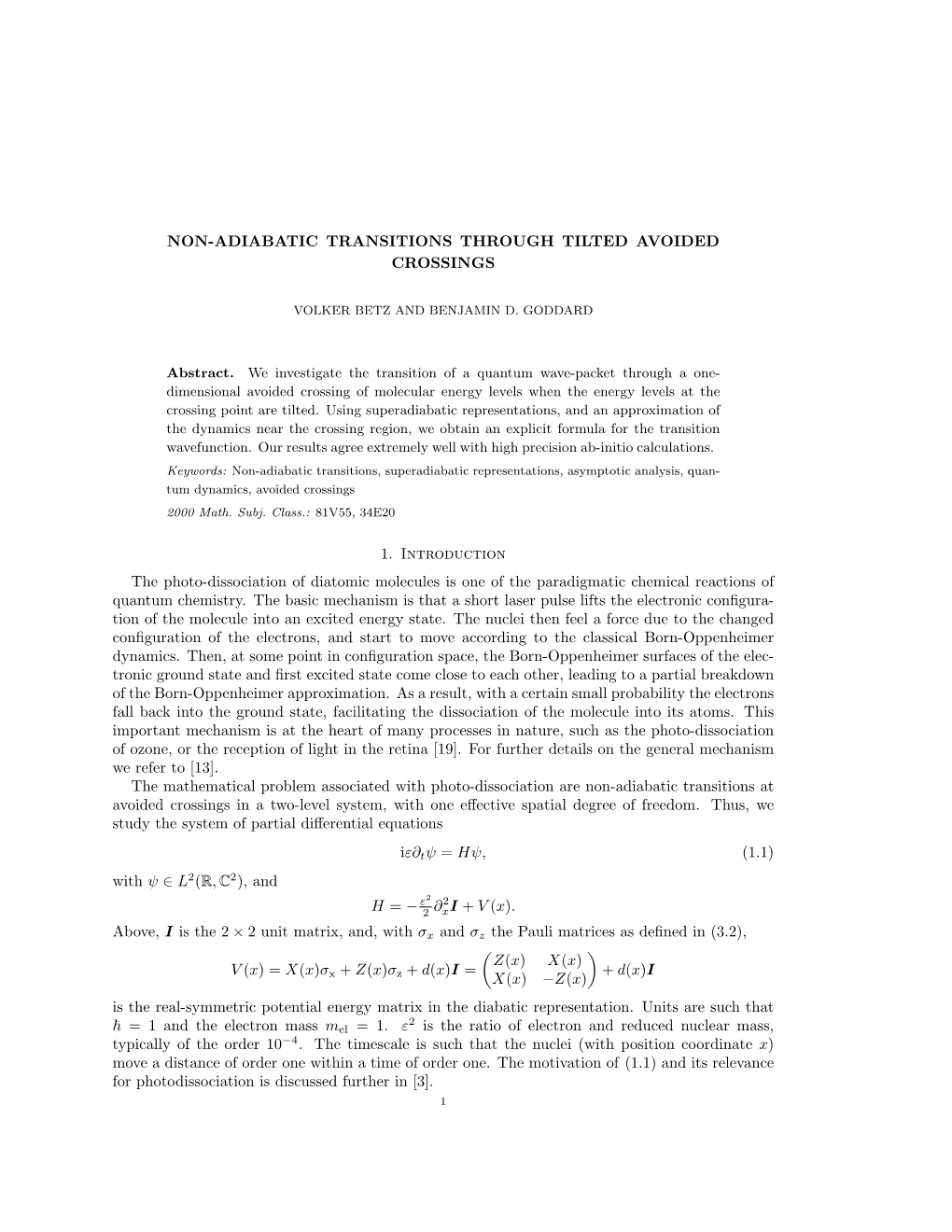 Non-Adiabatic Transitions Through Tilted Avoided Crossings