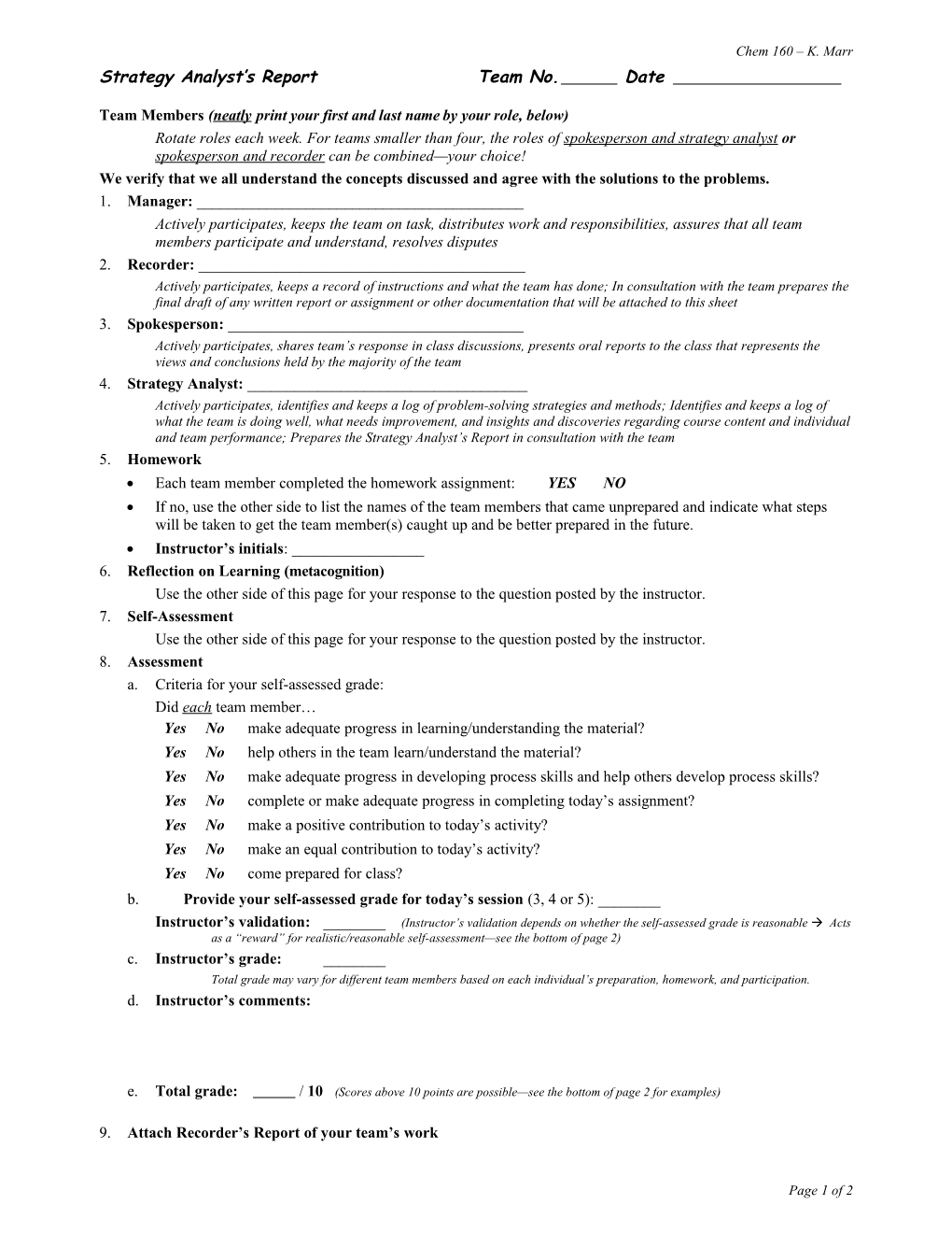 Source: Instructor S Guide to Process-Oriented Guided-Inquiry Learning by David Hanson